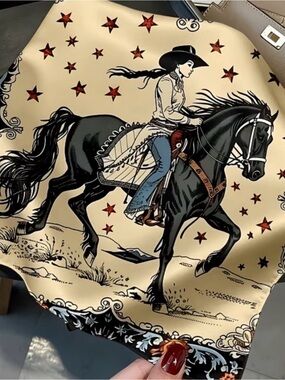 Western Cowgirl Star Square Scarf | Vintage Rodeo Style